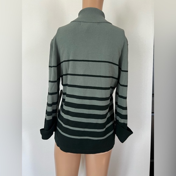 Jones New York Gray and Black Striped Turtleneck Sweater - Picture 2 of 7